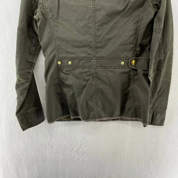 J.Crew Field Utility Jacket Women's 2XS Forest Green Waxed Resin Zipper Pocket - Picture 9 of 13